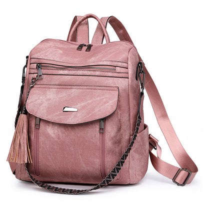 Women Casual Fashion Zipper Backpack in PU Material
