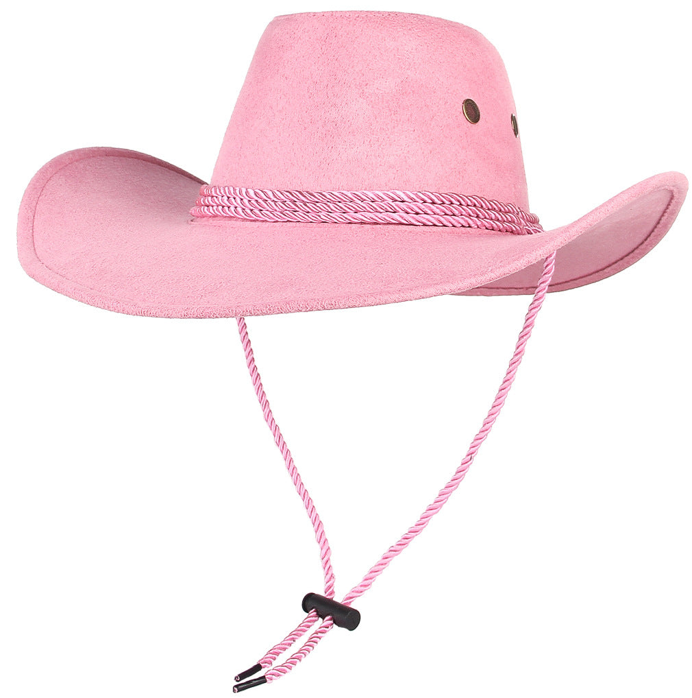 Sombrero parasol retro de gamuza estilo western para hombre y mujer