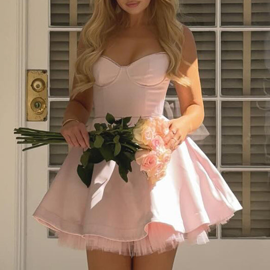 Women Fashion Sling Puff Party Dress