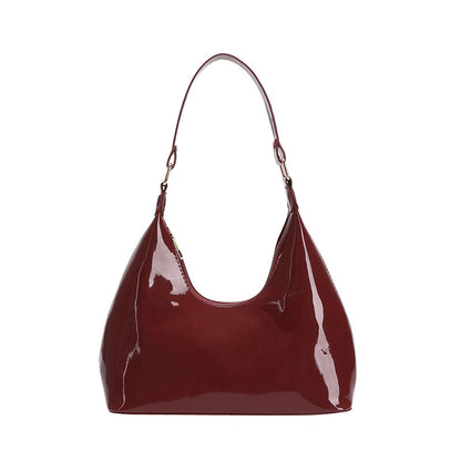 Simple Solid Color Retro Bright Underarm Bag