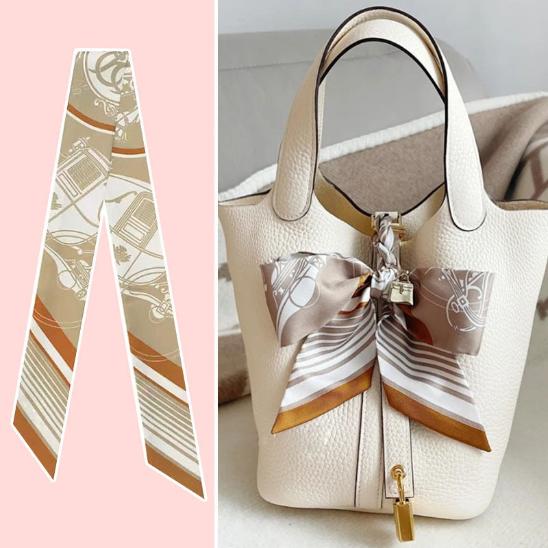 Bufanda con asa para bolso con lazo estampado de moda