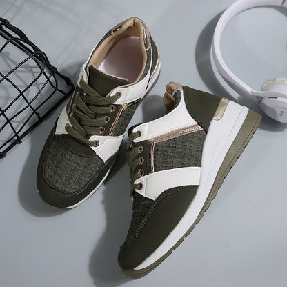 Women Fashion Casual Color Block Platform Sneakers