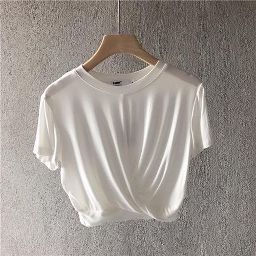 Summer Casual Basic Solid Color Short Sleeve Blank T-Shirt