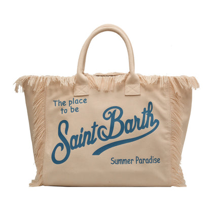 Fashion Tassel Large Capacity Canvas Beach Bag