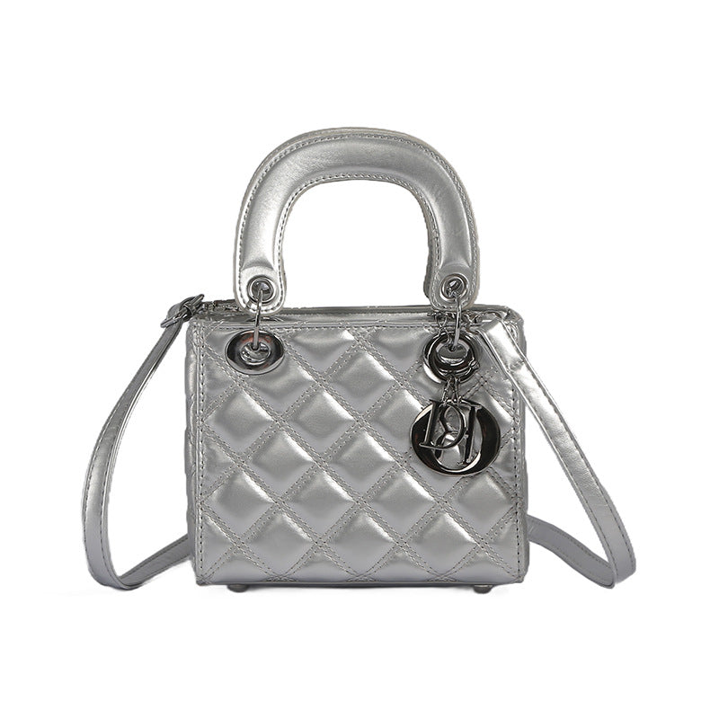 Bolso de hombro a cuadros de color liso de moda