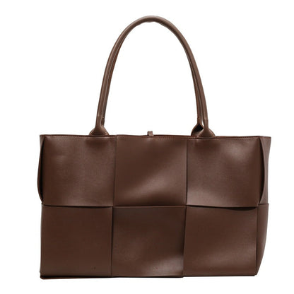 Bolso tote grande retro de PU tejido para mujer