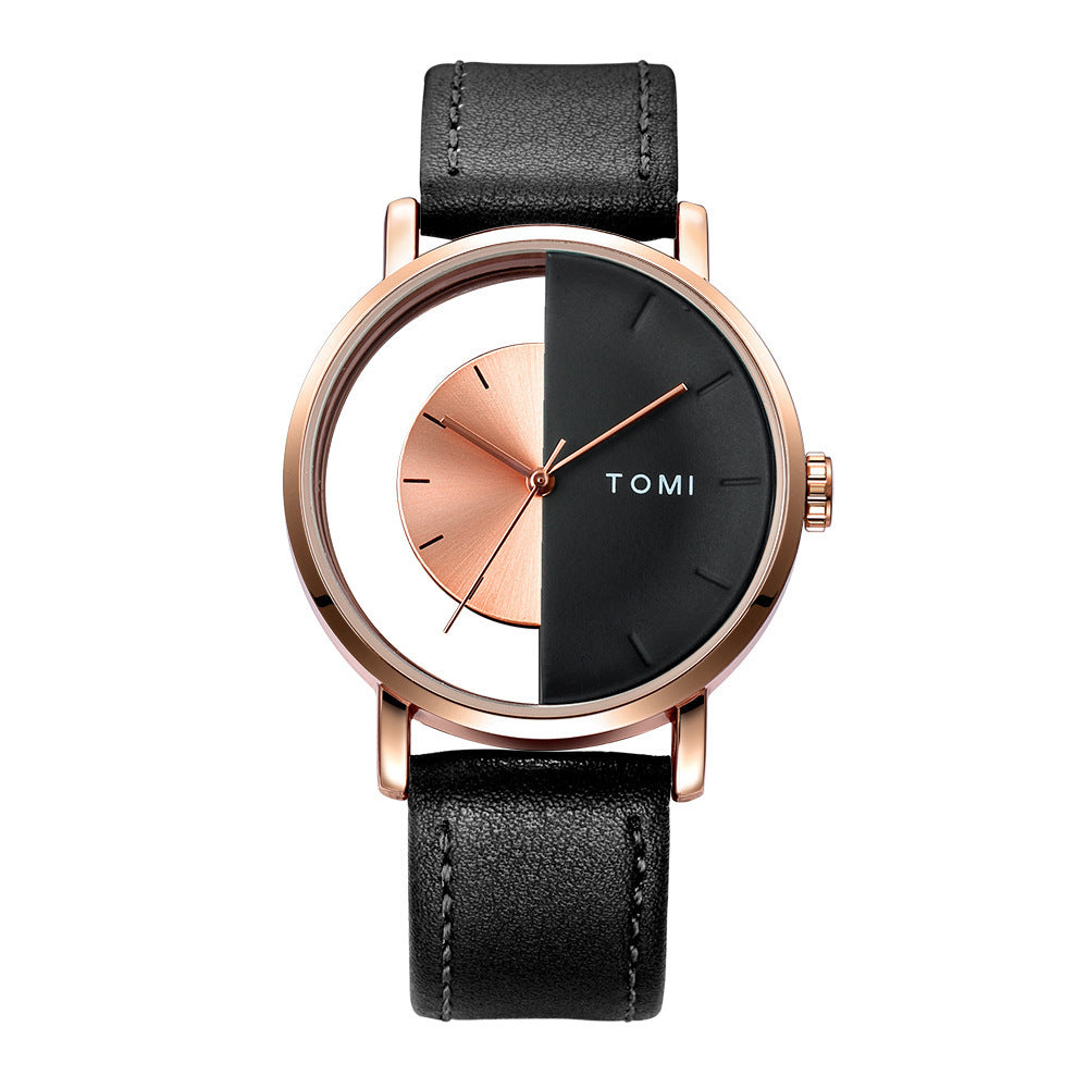 Fashion Casual Creative Half Hollow-Out Quartz Watch