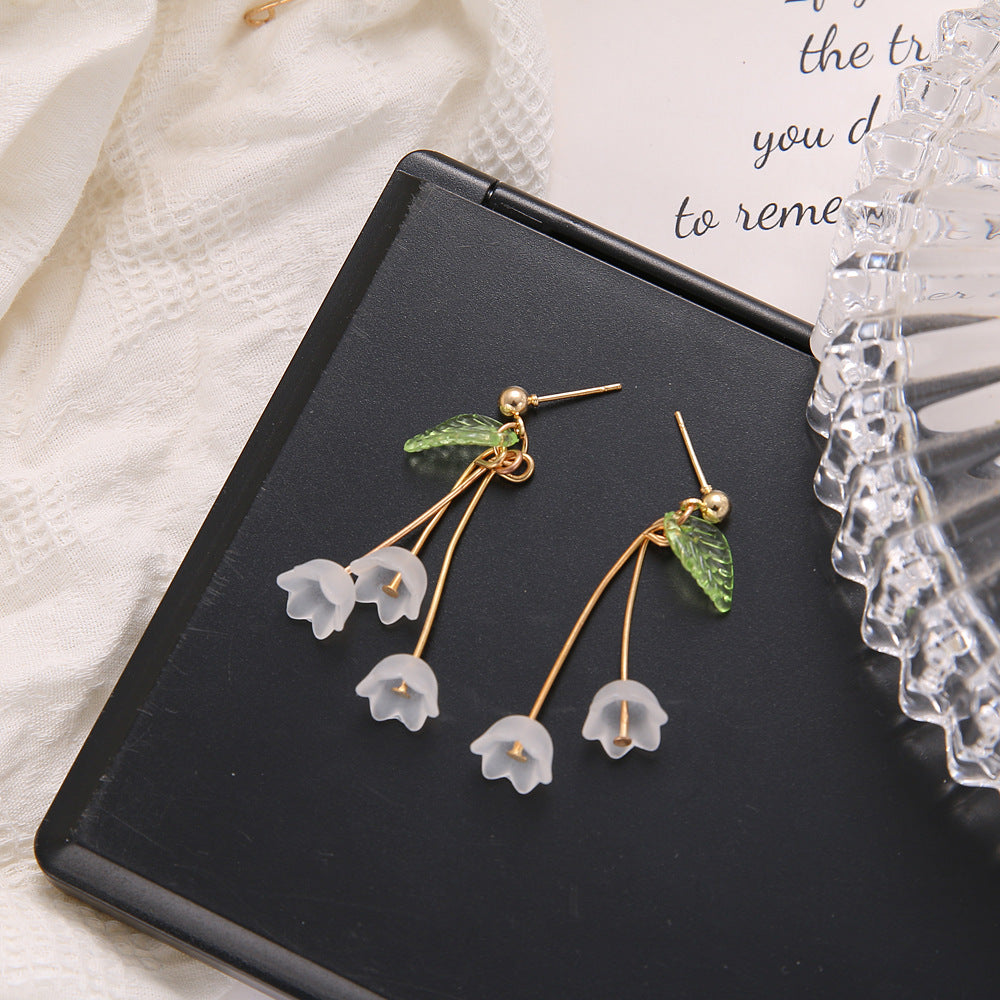 Women Fashion Elegant Solid Color Petal Drop Earrings