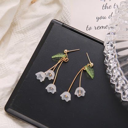 Women Fashion Elegant Solid Color Petal Drop Earrings