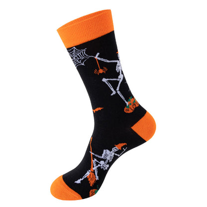 Women Fashion Cotton Halloween Skull Head Socks