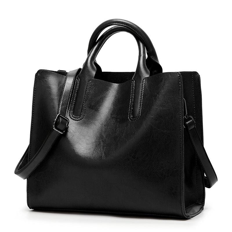 Women Simple Portable Square Leather Handbag