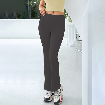 Pantalones de yoga de cintura alta de color sólido casuales de moda para mujer