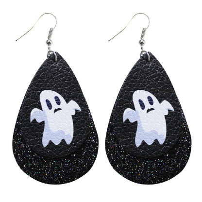 Pendientes de calavera con purpurina para Halloween para mujer