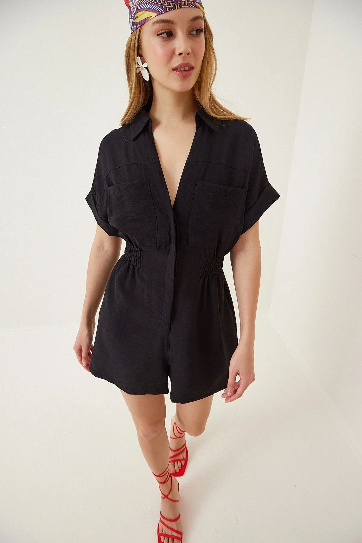 Casual Women's Short-Sleeved Cotton-Linen Overalls