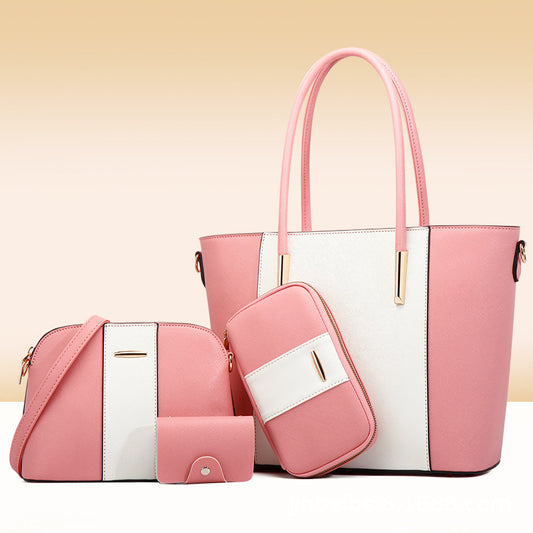 Ensemble de quatre sacs à main de grande capacité à coutures contrastées