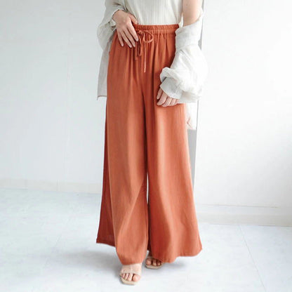 Women Casual Loose Solid Color Linen Cotton Pants