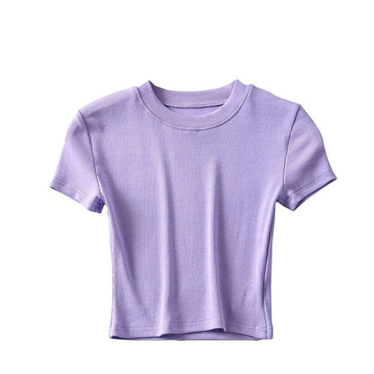 Summer Women Casual Solid Color Blank T-Shirt
