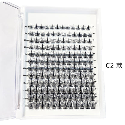 Faux cils auto-greffés segmentés à grappe unique, style dense en fibres chimiques