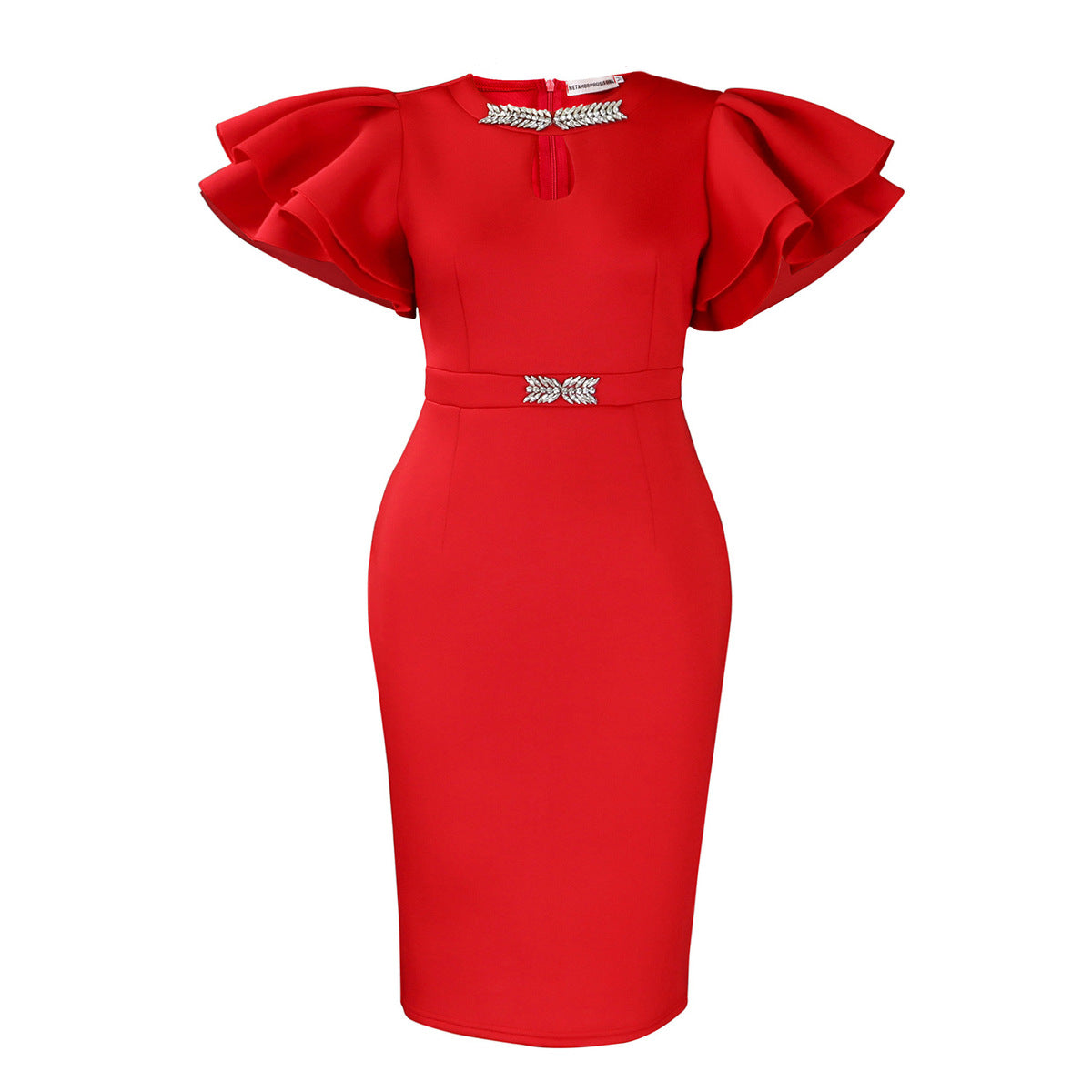 Women Fashion Elegant Plus Size Solid Color Dress