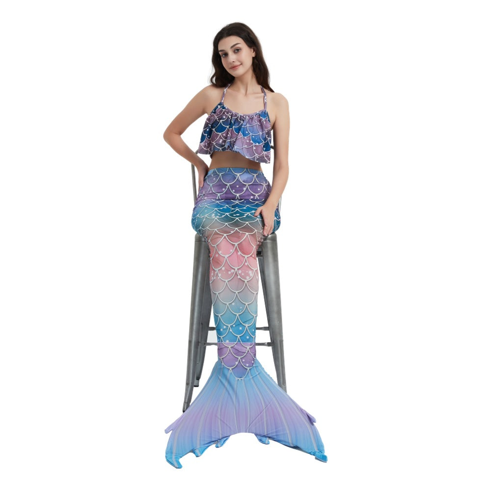 Women Cartoon Mermaid Strapless Fish Tail Cosplay Costume