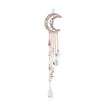 Fashion Moon Tassel Rhinestone Headwear
