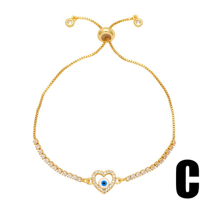 Pulsera geométrica de corazón, estrella y ojo de diablo para mujer