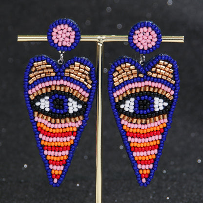 Women Fashion Exaggerated Boho Devil'S Eye Bead Earrings