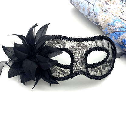 Women Fashion Side Floral Lace Face Halloween Mask