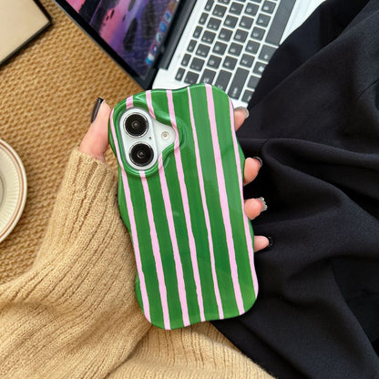 Women Fashion Color Matching Stripe Wavy Edge Iphone Case