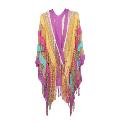 Women's Fashion Stripe Hollow Tassel Cover-Ups