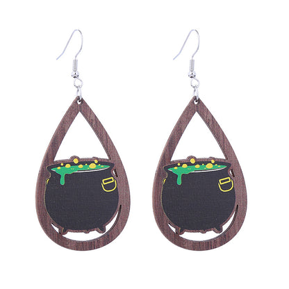 Halloween Women Funny Ghost Pumpkin Spider Skull Bat Earrings