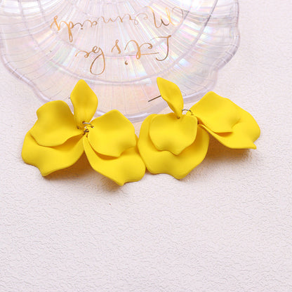 Bohemian Solid Color Petal Tassel Acrylic Earrings