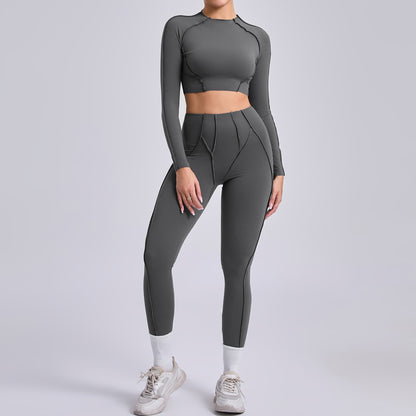 Ensemble haut court et leggings plissés pour le yoga et le sport