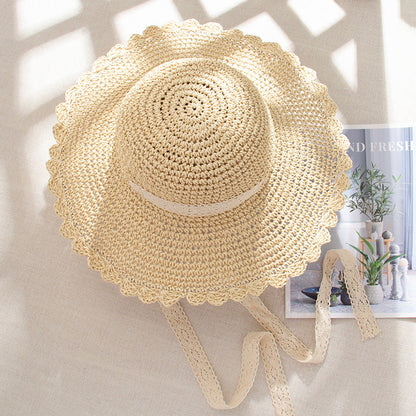 Sombrero tejido para el sol de playa para vacaciones de verano para mujer
