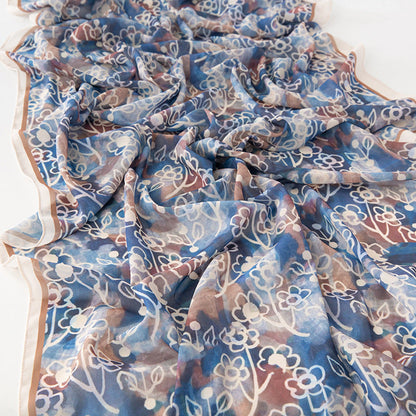 Bufanda larga de gasa con estampado floral de verano y primavera para mujer