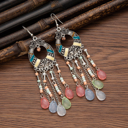 Pendientes con borlas retro de estilo étnico bohemio