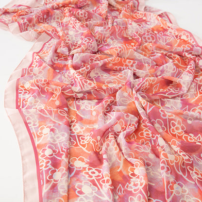 Bufanda larga de gasa con estampado floral de verano y primavera para mujer