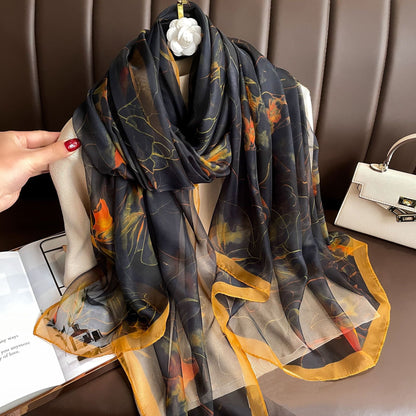 Bufanda de malla con estampado floral de moda de verano para mujer