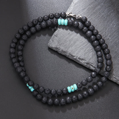 Collar de cuentas turquesas de moda para hombre