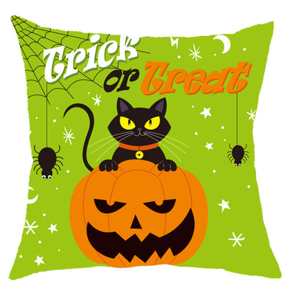 Halloween Pumpkin Skull Print Linen Sofa Cushion Cover