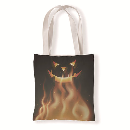 Bolsa de lona con diseño de calabaza y murciélago de Halloween