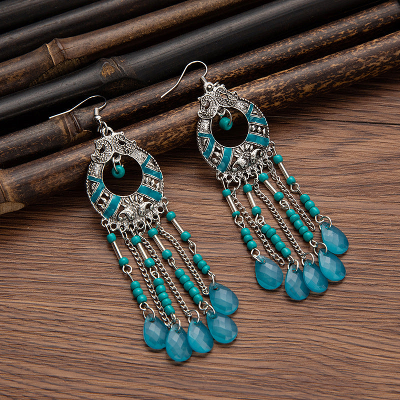 Pendientes con borlas retro de estilo étnico bohemio
