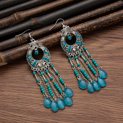 Pendientes con borlas retro de estilo étnico bohemio
