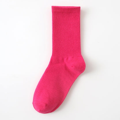 Calcetines finos de algodón de color liso para mujer