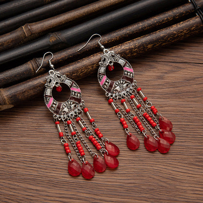 Pendientes con borlas retro de estilo étnico bohemio