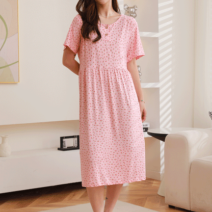 Women Casual Floral Printed Short Sleeve Dress
