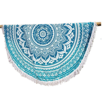 Toalla de playa informal de moda con borlas estampadas redondas