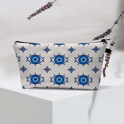 Bolsa de cosméticos portátil con diseño de mal de ojo para mujer