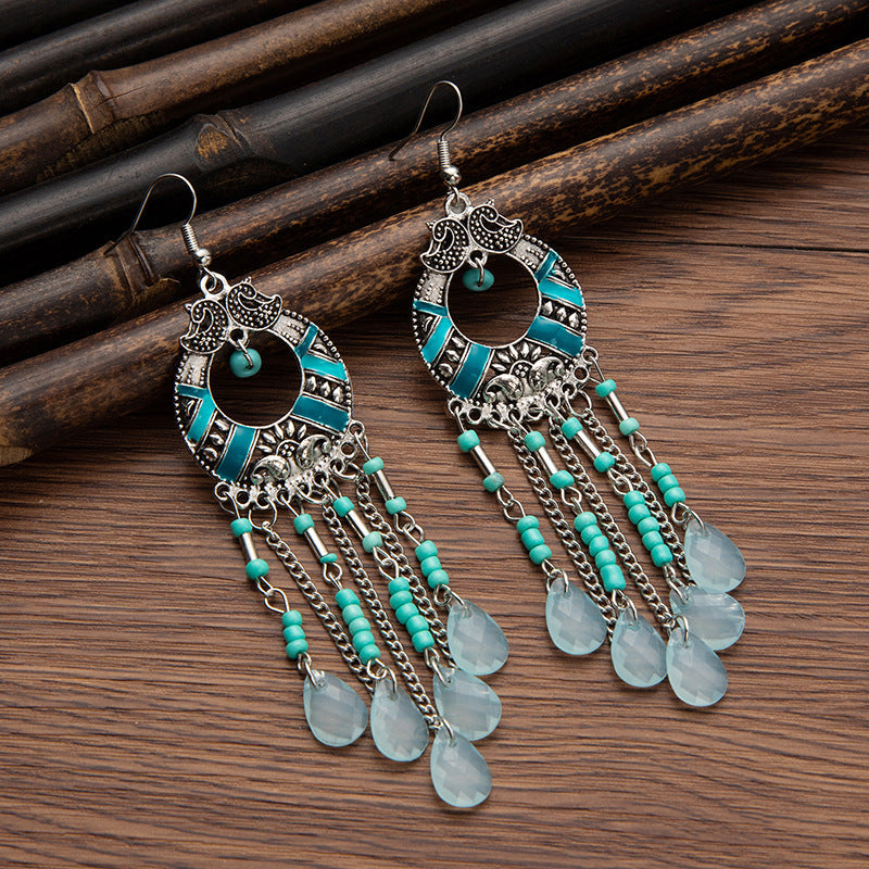 Pendientes con borlas retro de estilo étnico bohemio