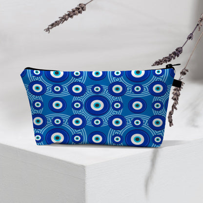 Bolsa de cosméticos portátil con diseño de mal de ojo para mujer